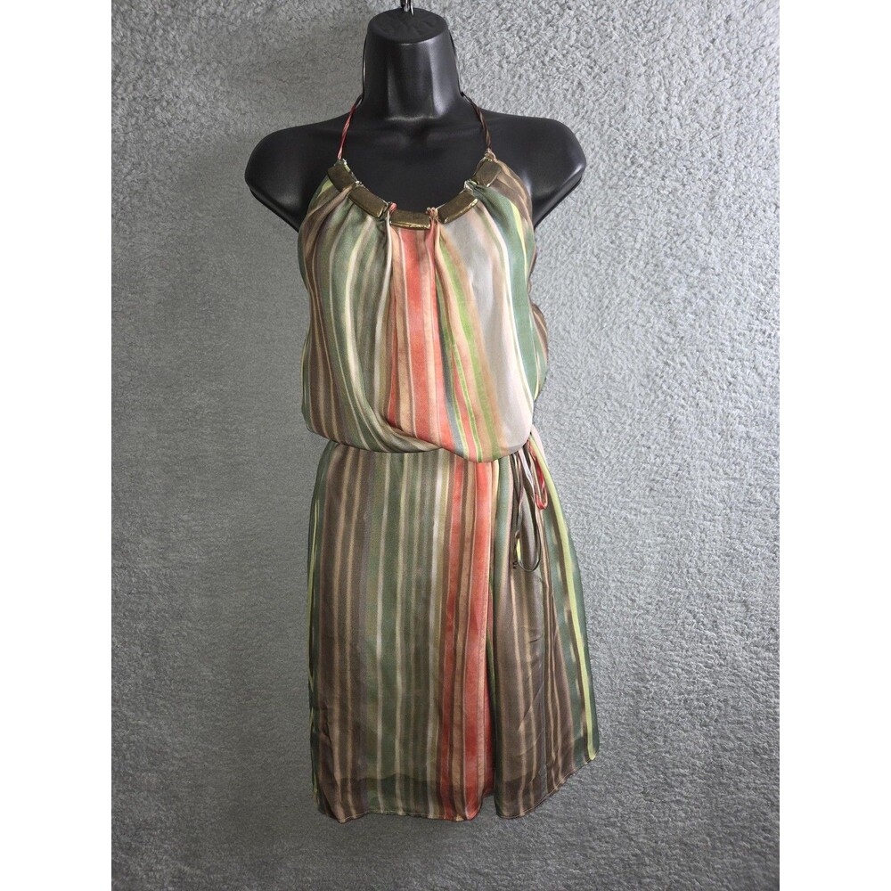 Adam Lippes Silk Dress 2‎ Multicolor Indie Mini Halter Striped Forestgirl